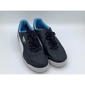 PUMA Roma Mens Shoes Size 10 Navy Blue With Light Blue Trim EUC